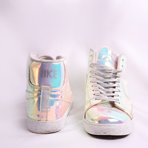 RARE Nike Wmns  Blazer Iridescent Rainbow Liquid Silver 2014 Us 7 - Picture 4 of 7
